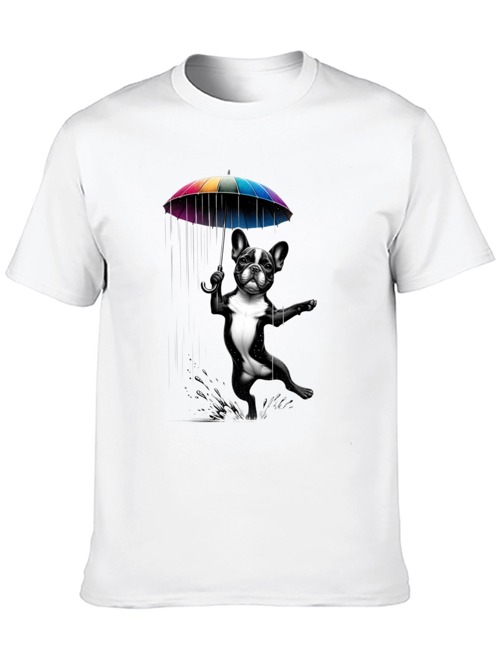 Dog with Umbrella Graphic Tee - Black