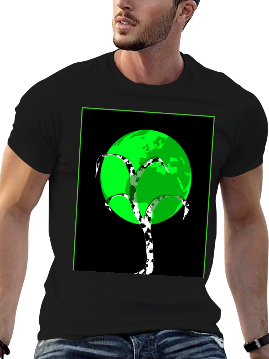 Modern Tree Design T-Shirt - Black Tee