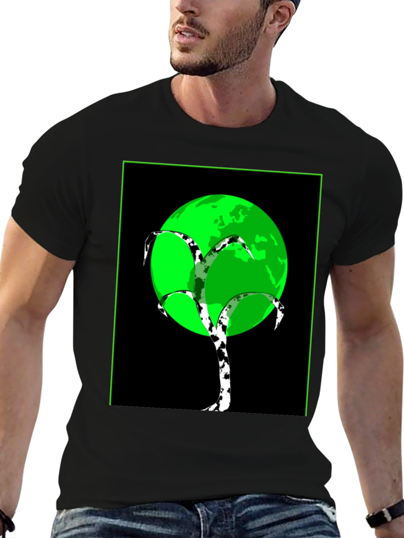 Modern Tree Design T-Shirt - Black Tee
