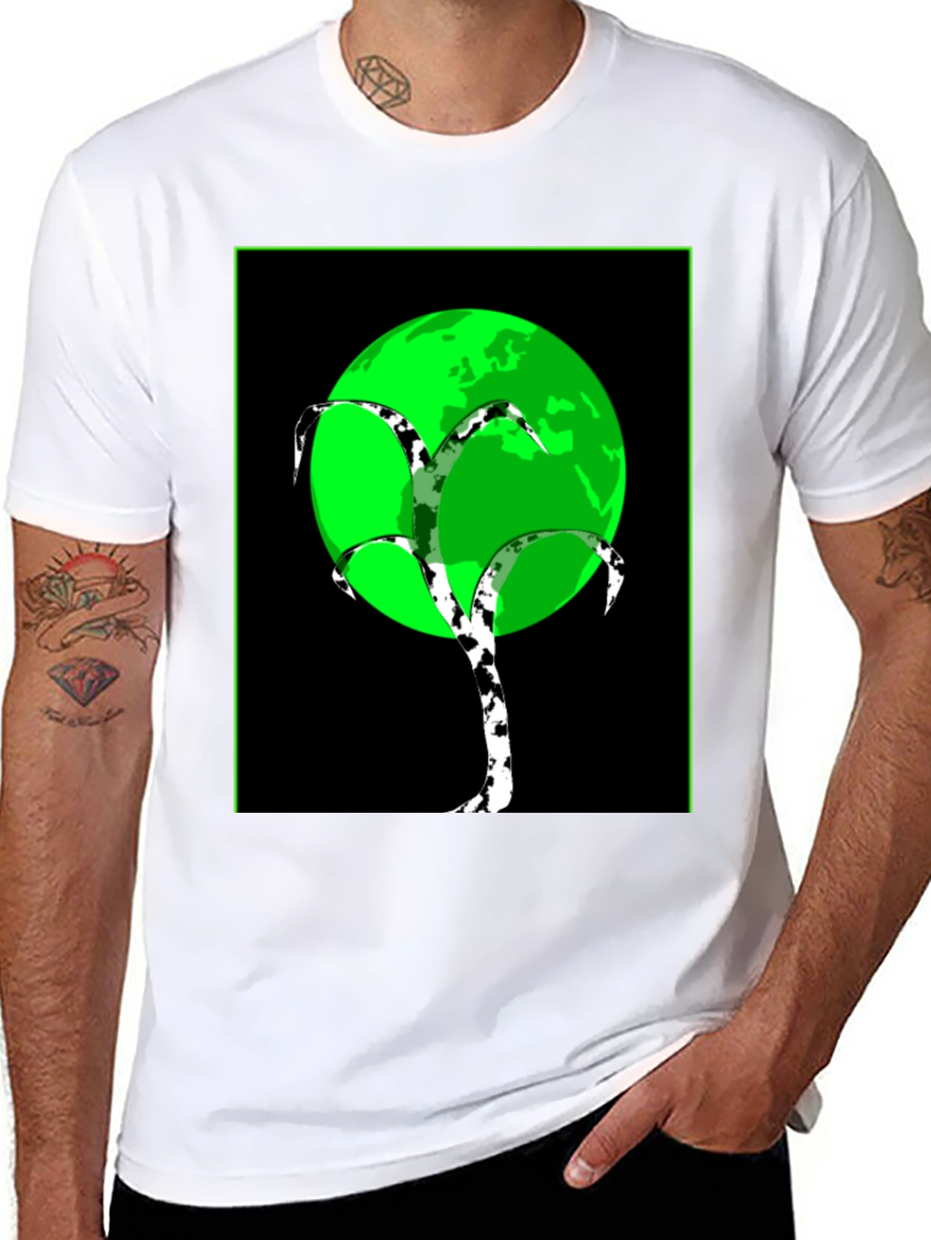 Modern Tree Design T-Shirt - Black Tee