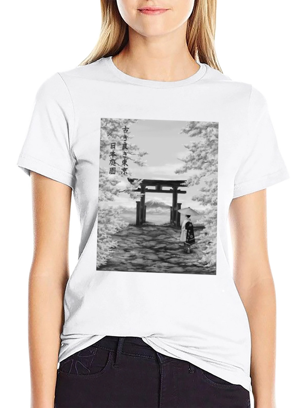 Japanese Garden Graphic Tee - Artistic Print