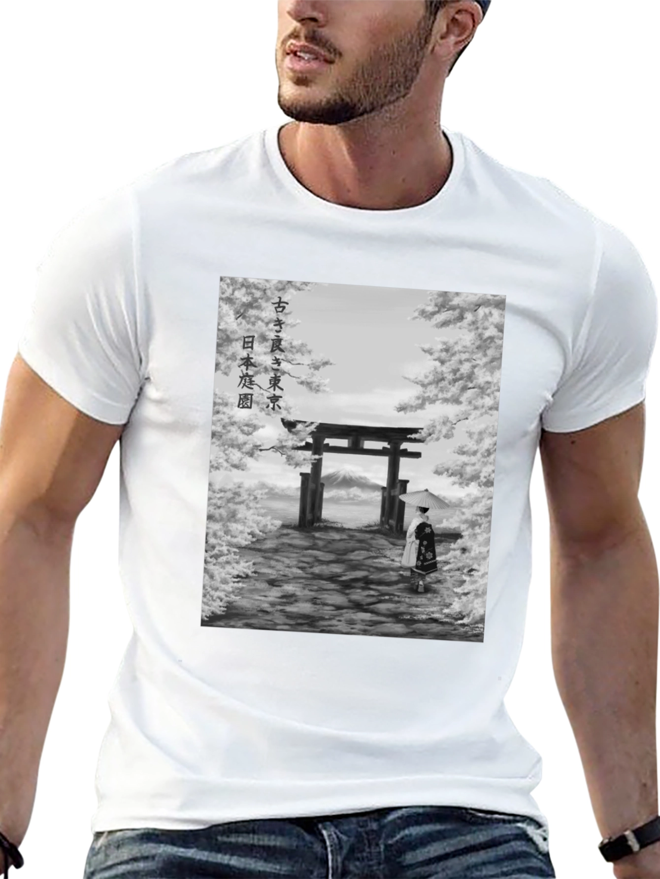 Japanese Garden Graphic Tee - Artistic Print