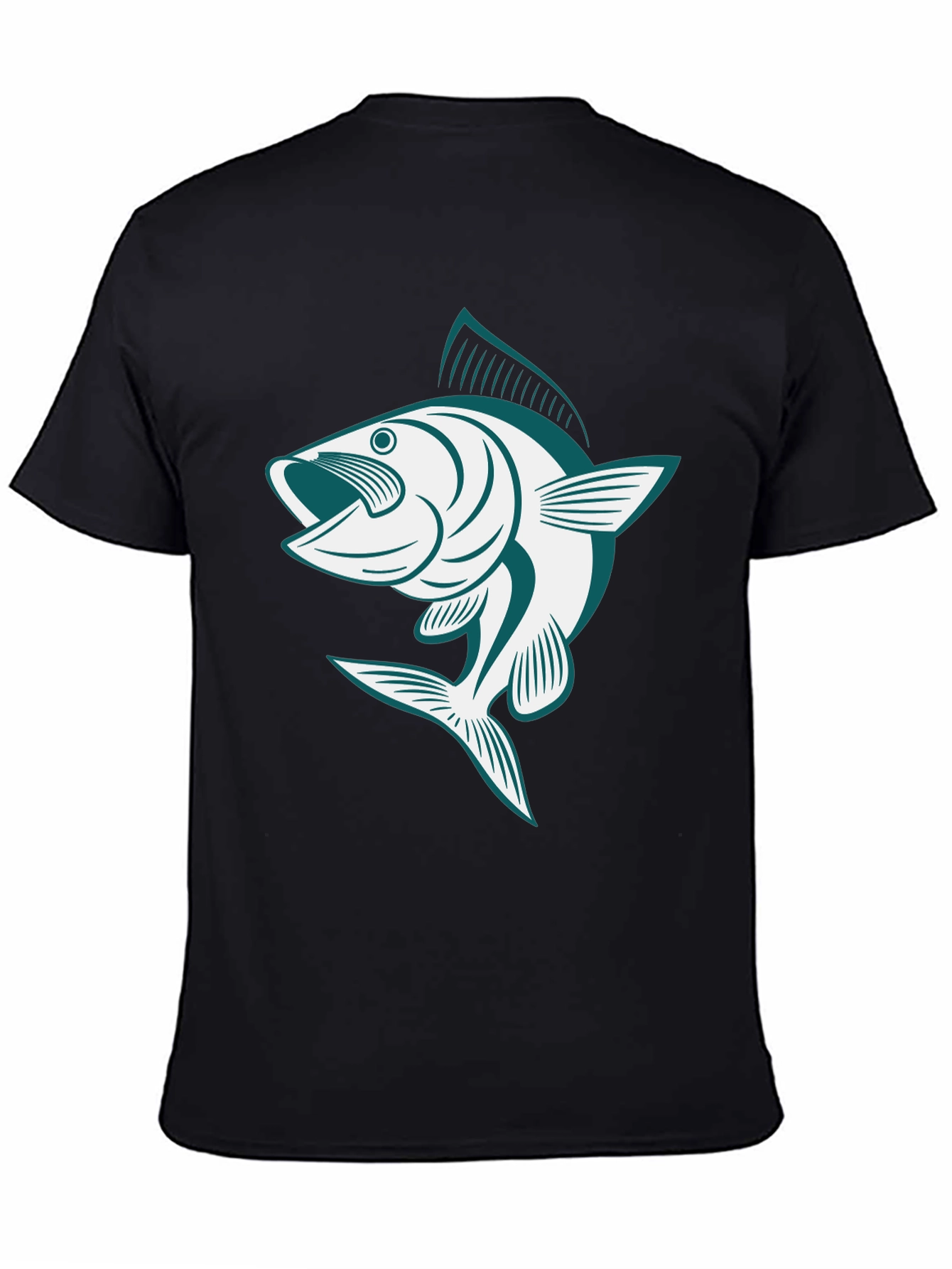 Bass Fish Graphic Tee - Black Casual Cotton Shirt