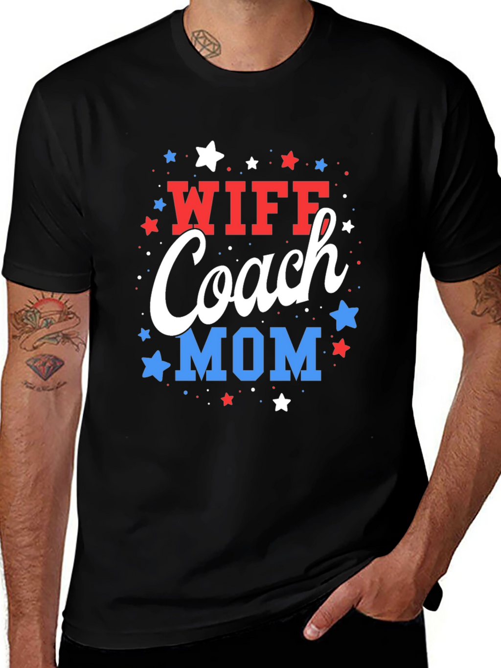 Wife Coach Mom T-Shirt - Patriotic Design