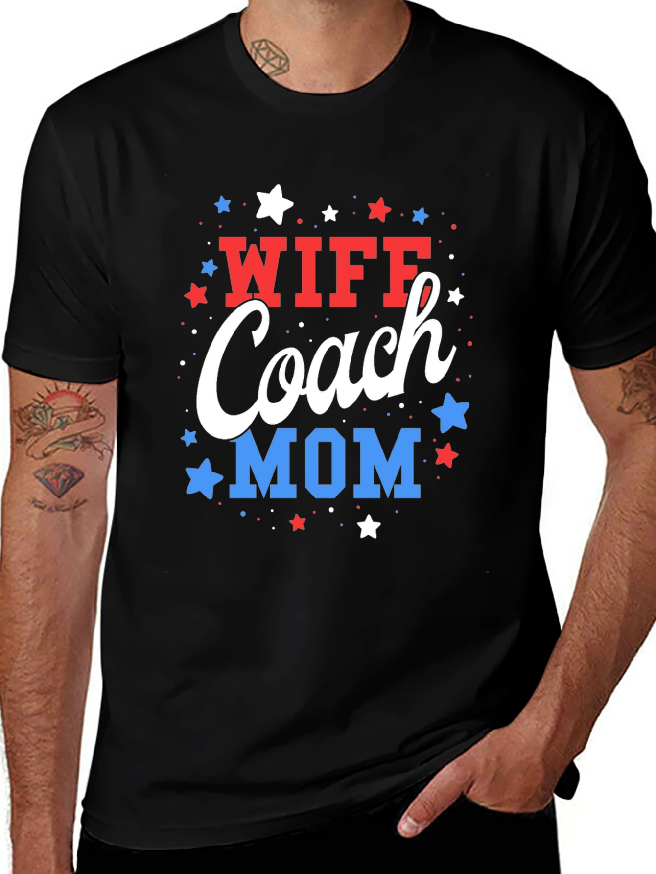 Wife Coach Mom T-Shirt - Patriotic Design