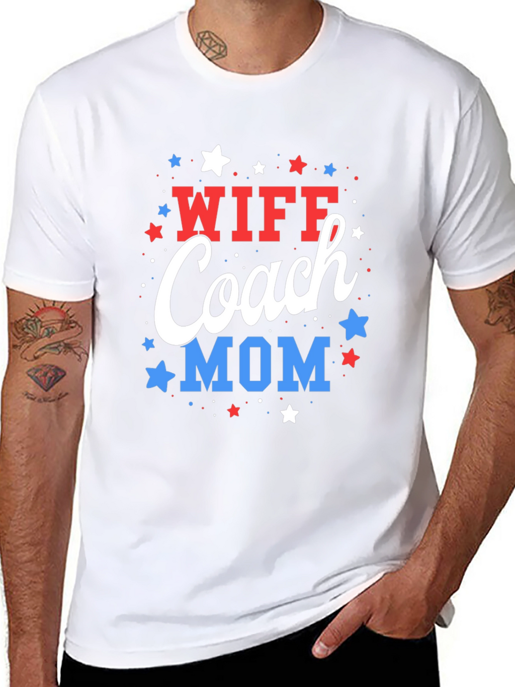 Wife Coach Mom T-Shirt - Patriotic Design