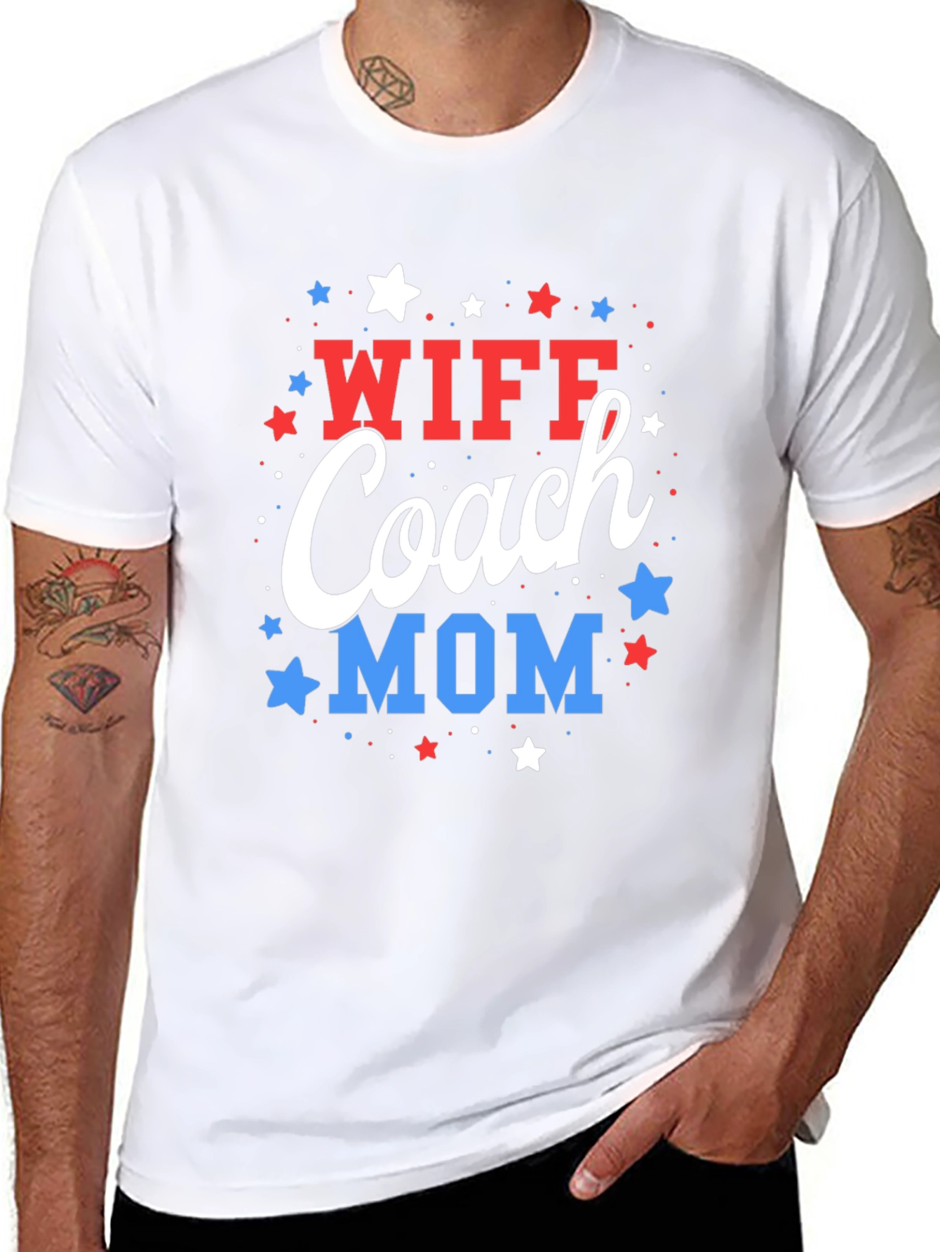 Wife Coach Mom T-Shirt - Patriotic Design