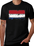 Netherlands Flag Fishing Rod Mens Black T-Shirt