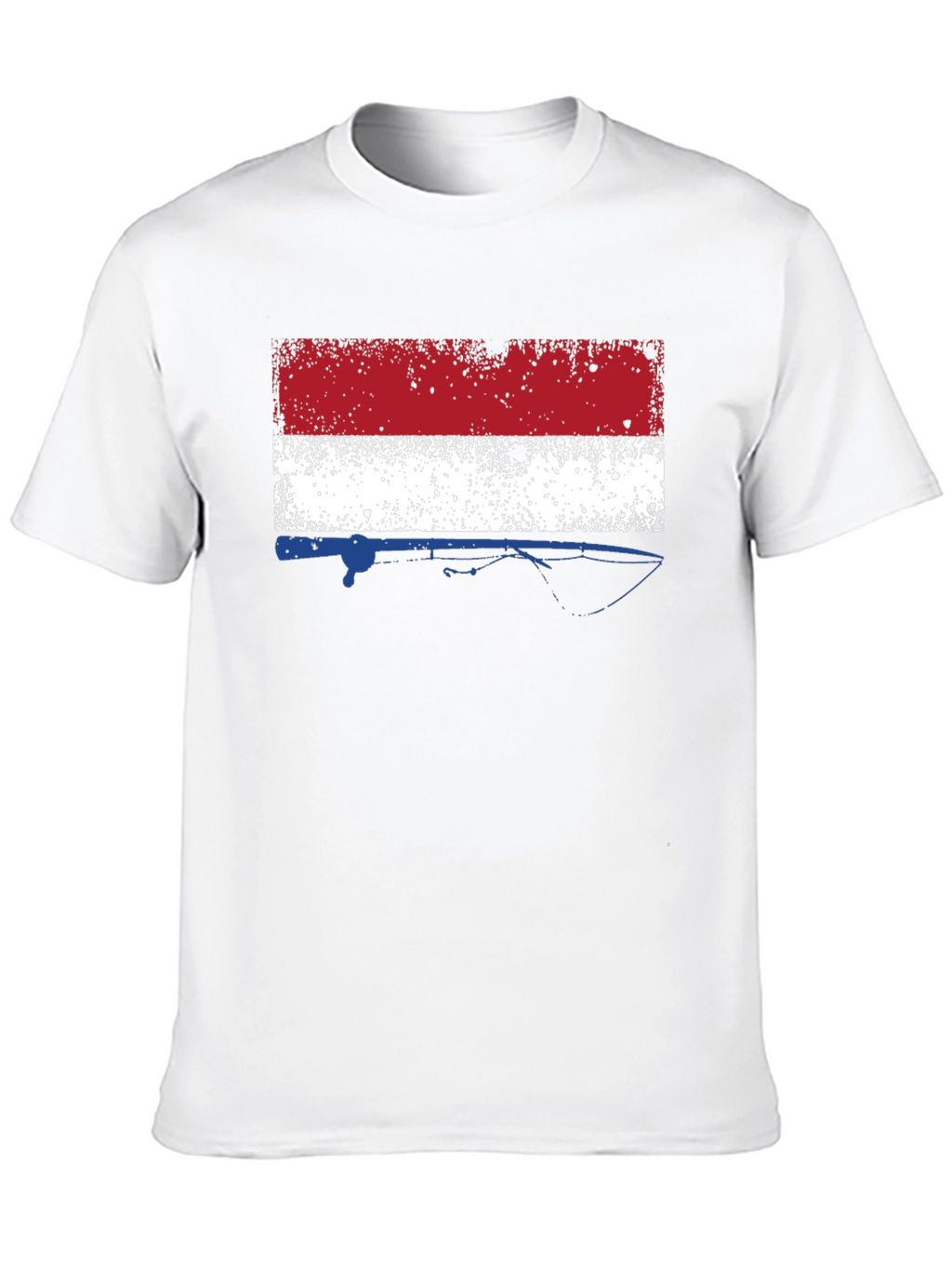 Netherlands Flag Fishing Rod Mens Black T-Shirt