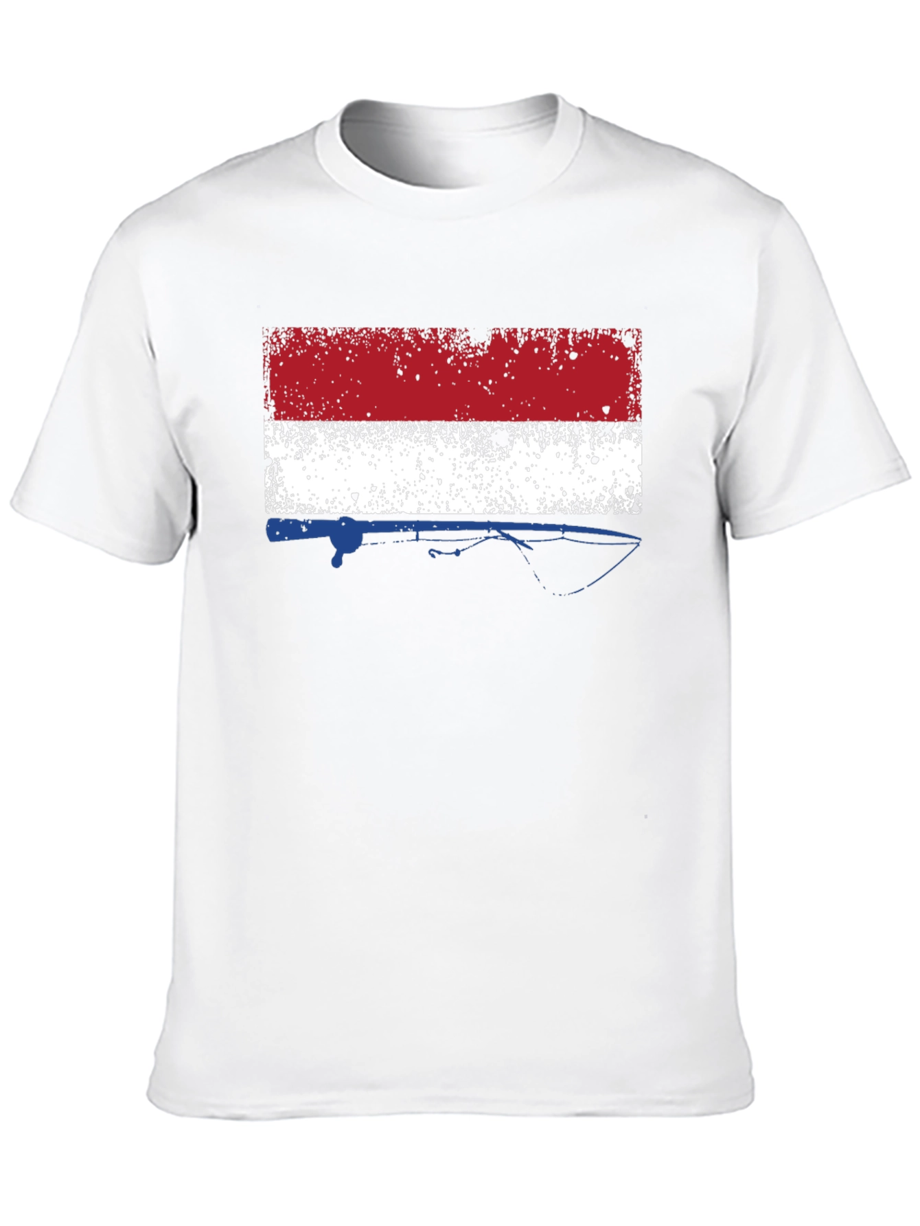 Netherlands Flag Fishing Rod Mens Black T-Shirt