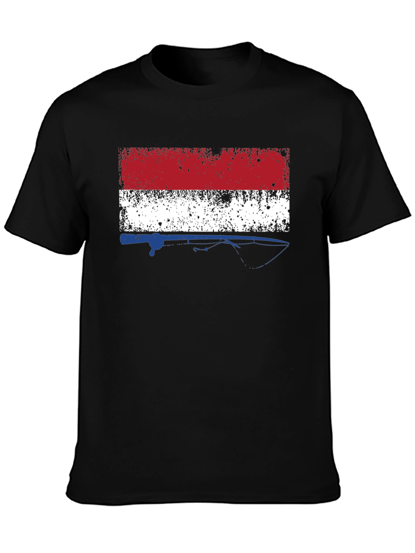 Netherlands Flag Fishing Rod Mens Black T-Shirt