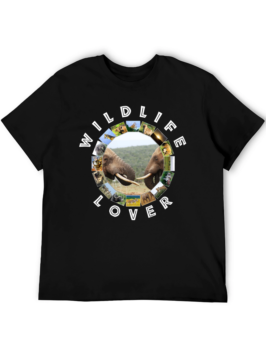 Wildlife Lover Graphic Print Black T-Shirt