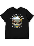 Wildlife Lover Graphic Print Black T-Shirt