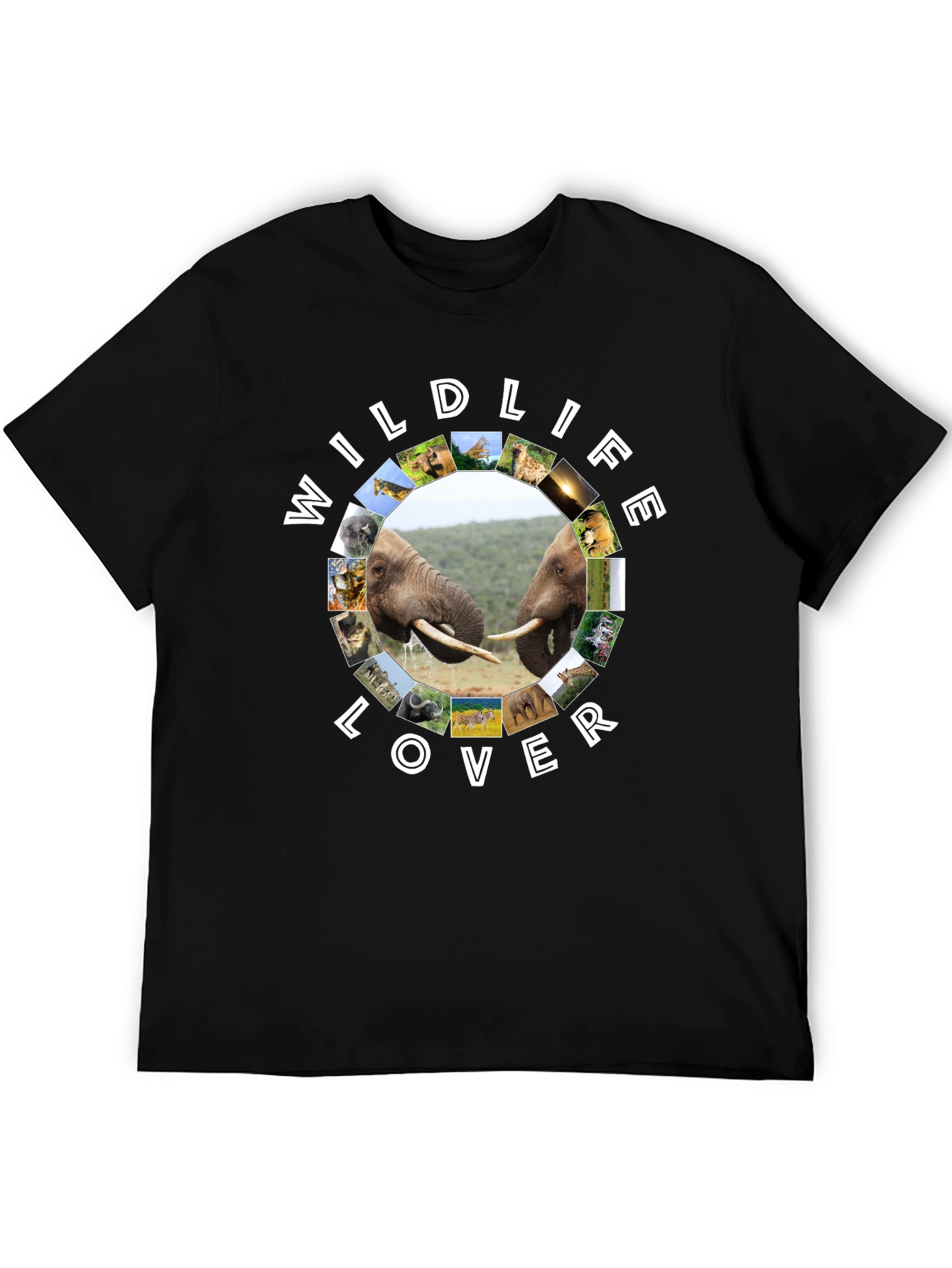 Wildlife Lover Graphic Print Black T-Shirt