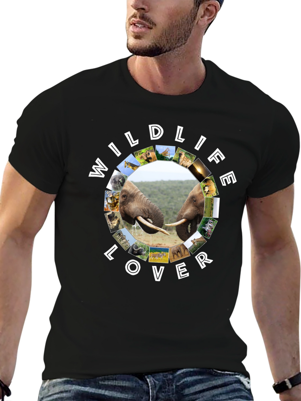 Wildlife Lover Graphic Print Black T-Shirt