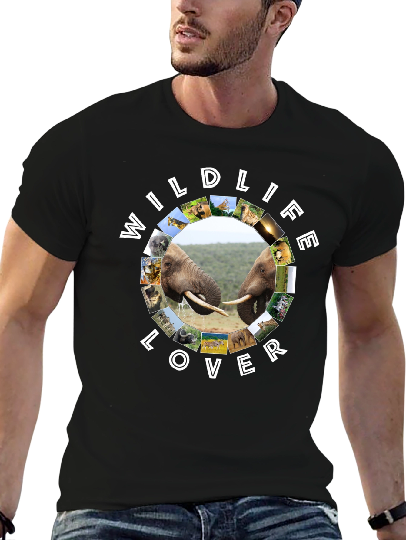 Wildlife Lover Graphic Print Black T-Shirt