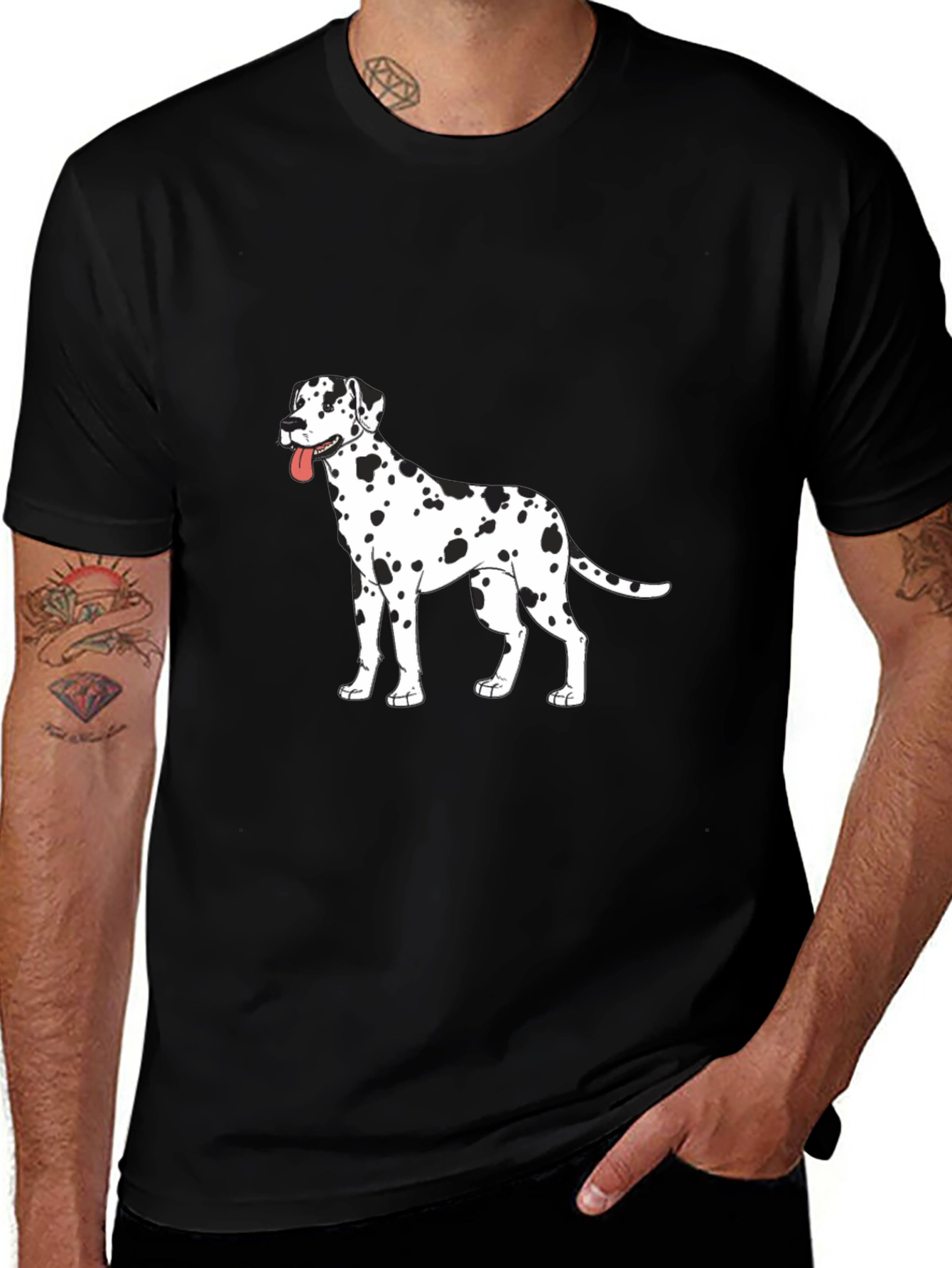 Dalmatian Dog Print Black T-Shirt