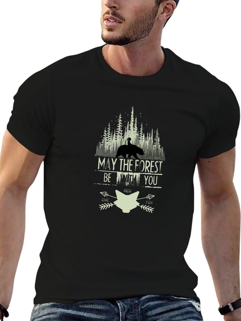 May the Forest Be With You Black T-Shirt
