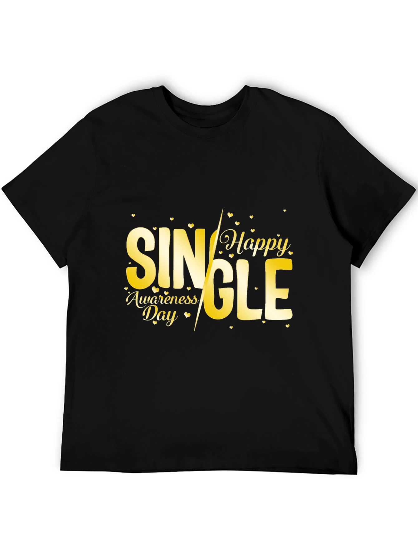 Single Awareness Day T-Shirt - Black -  Fun Novelty Tee