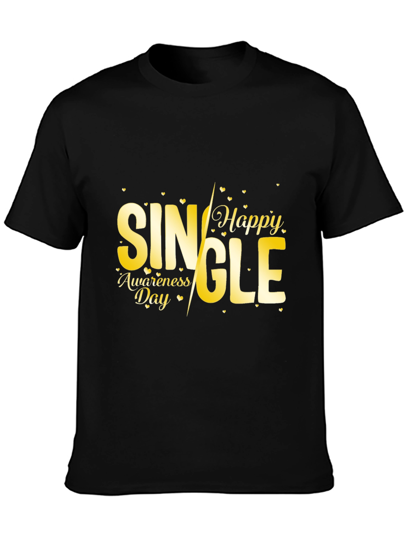Single Awareness Day T-Shirt - Black -  Fun Novelty Tee