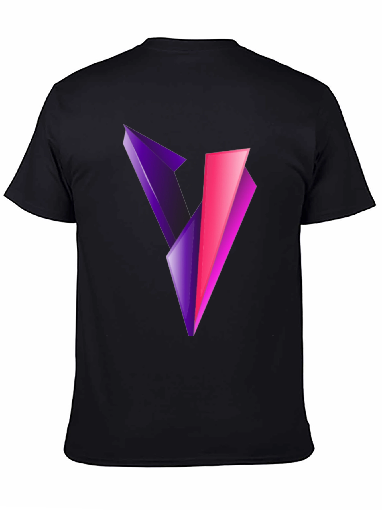 Abstract V Graphic Print Black T-Shirt