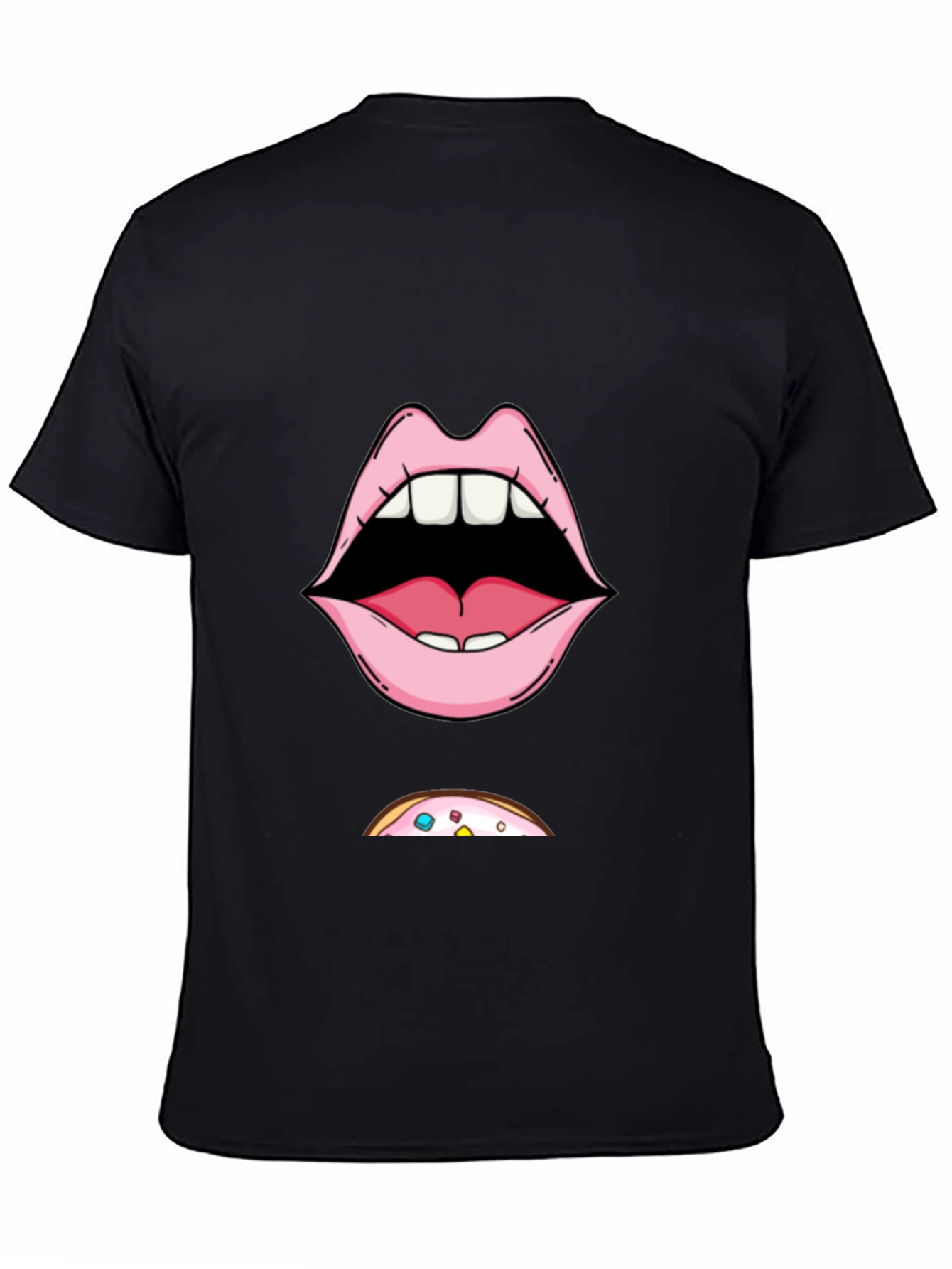 Funny Lips & Donut T-Shirt - Graphic Tee