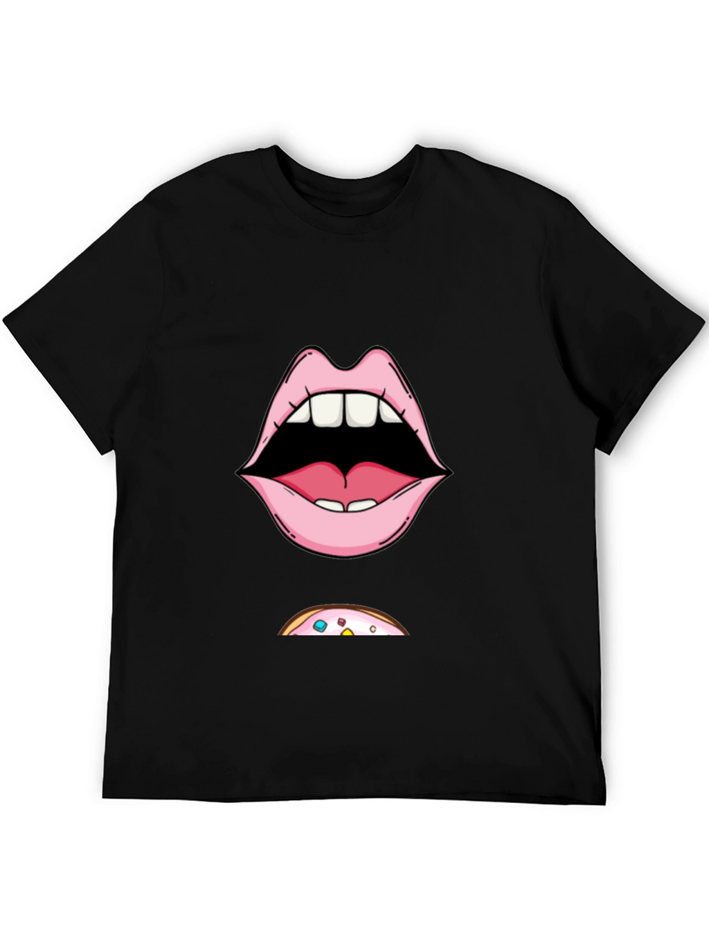 Funny Lips & Donut T-Shirt - Graphic Tee
