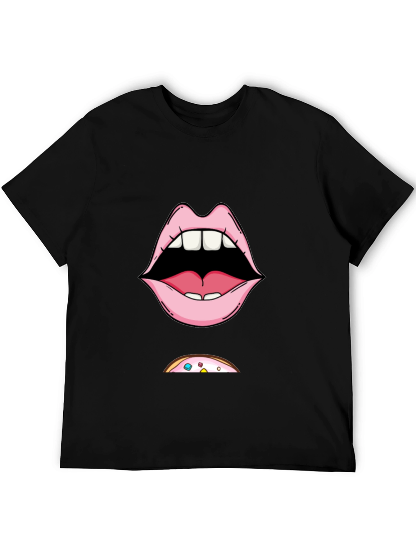 Funny Lips & Donut T-Shirt - Graphic Tee