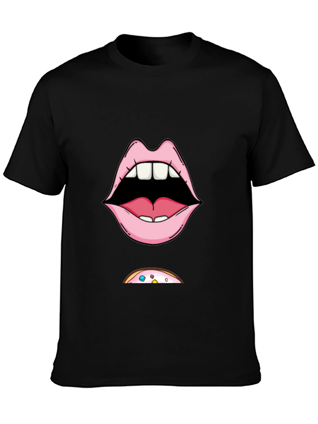 Funny Lips & Donut T-Shirt - Graphic Tee