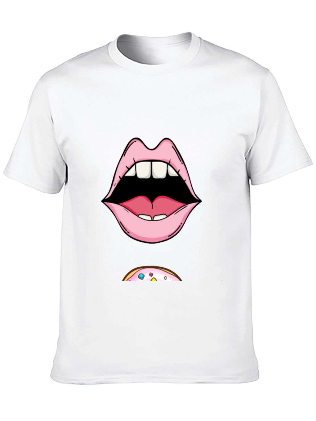 Funny Lips & Donut T-Shirt - Graphic Tee