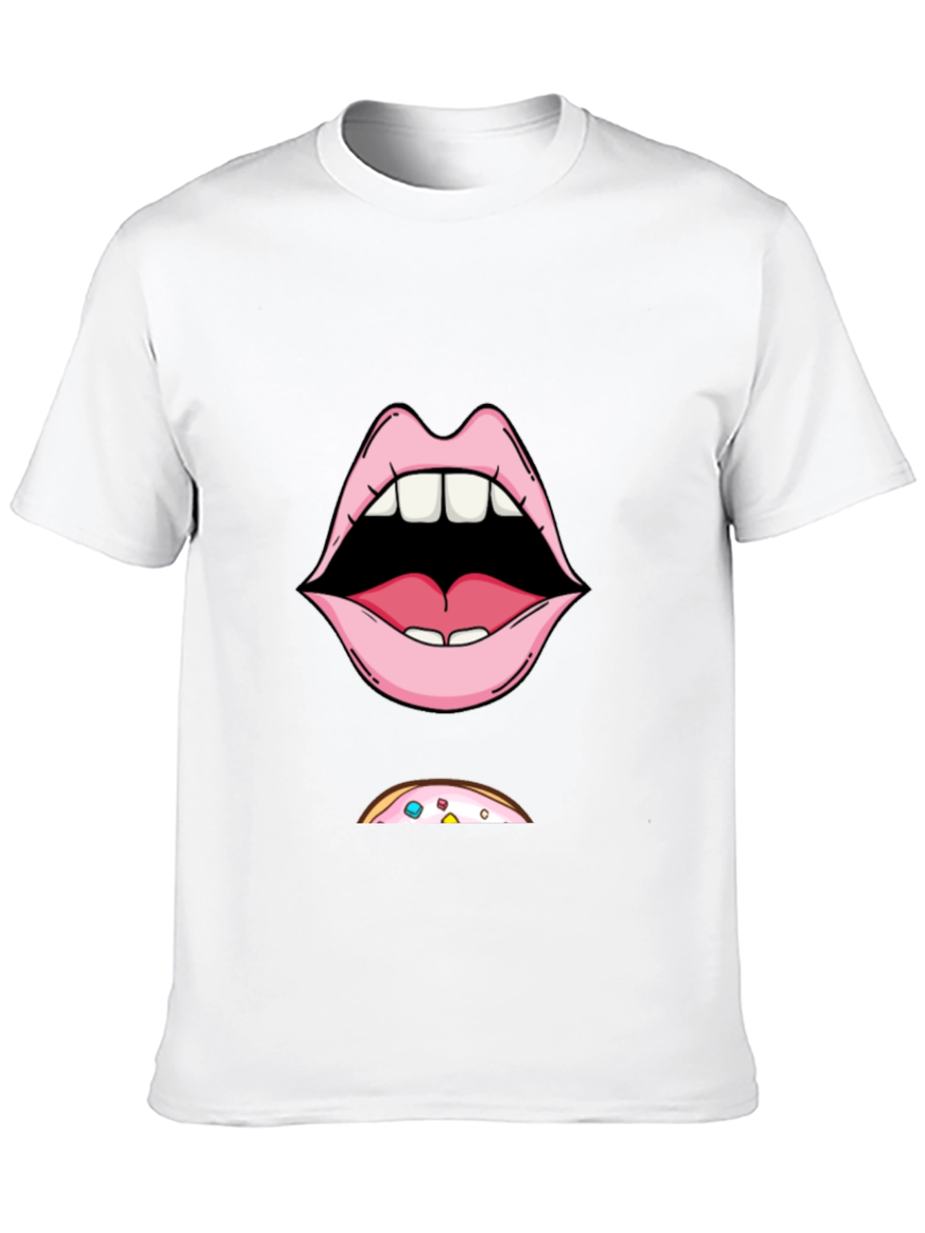 Funny Lips & Donut T-Shirt - Graphic Tee