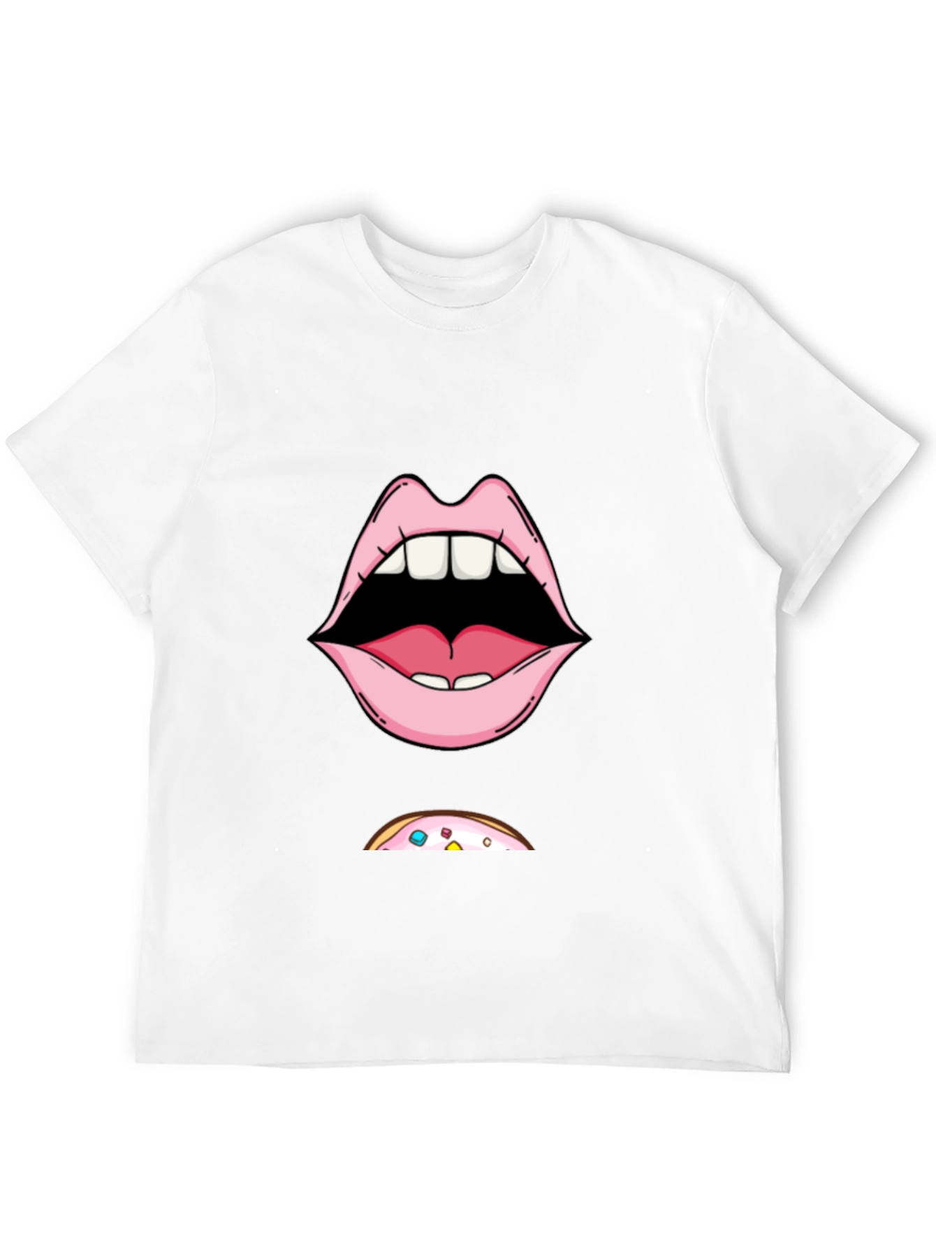Funny Lips & Donut T-Shirt - Graphic Tee