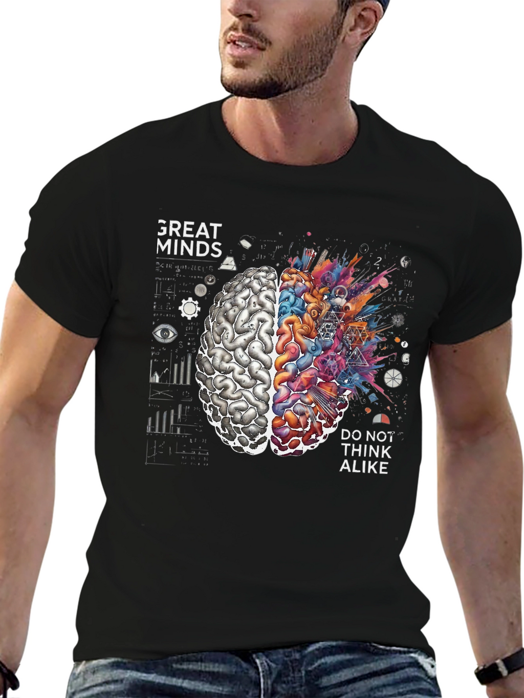 Great Minds Tee - Creative Brain Graphic