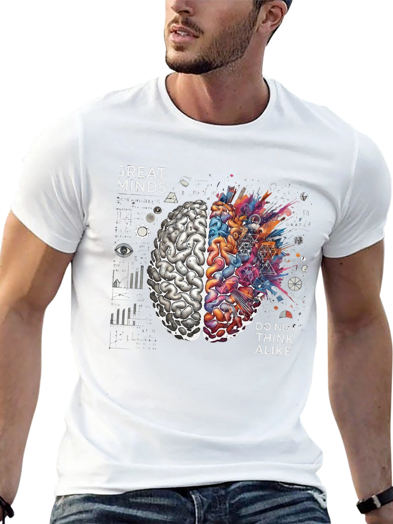 Great Minds Tee - Creative Brain Graphic