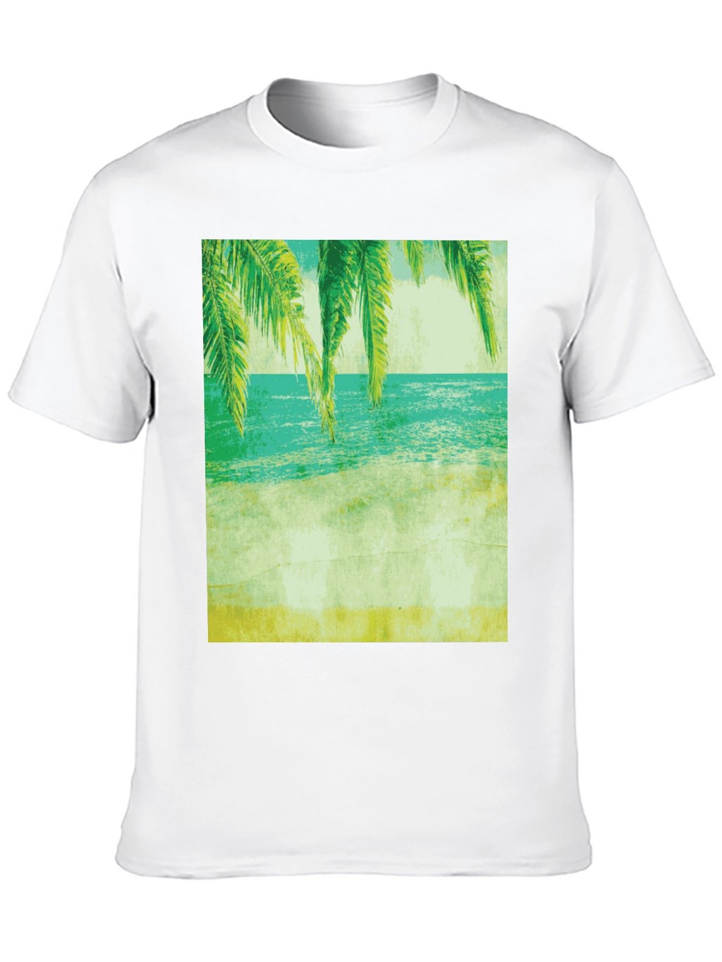 Tropical Beach Print Tee - Relaxed Coastal Vibes