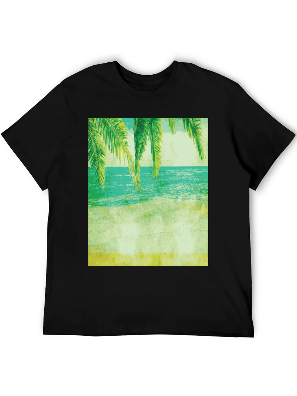Tropical Beach Print Tee - Relaxed Coastal Vibes