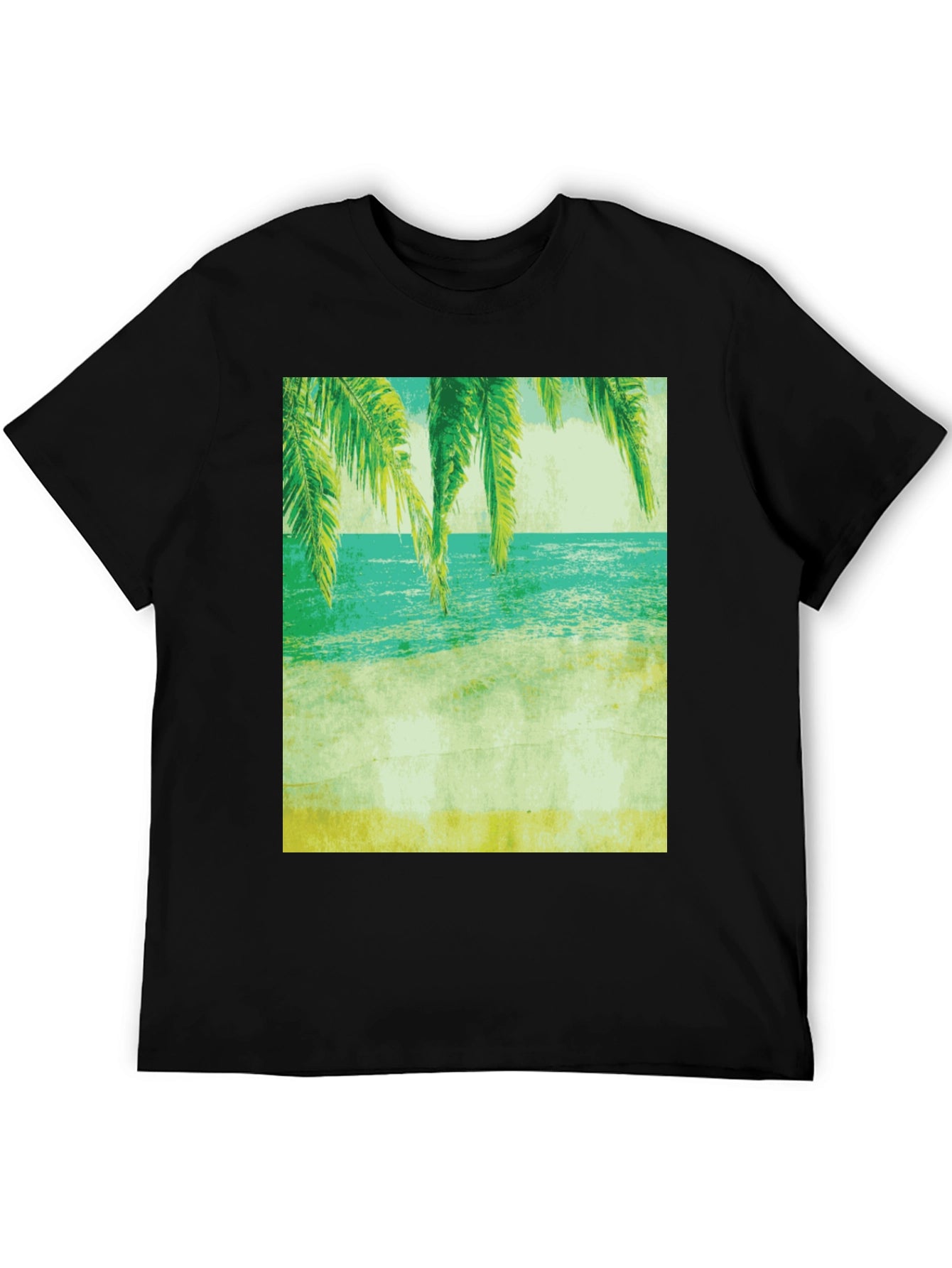 Tropical Beach Print Tee - Relaxed Coastal Vibes