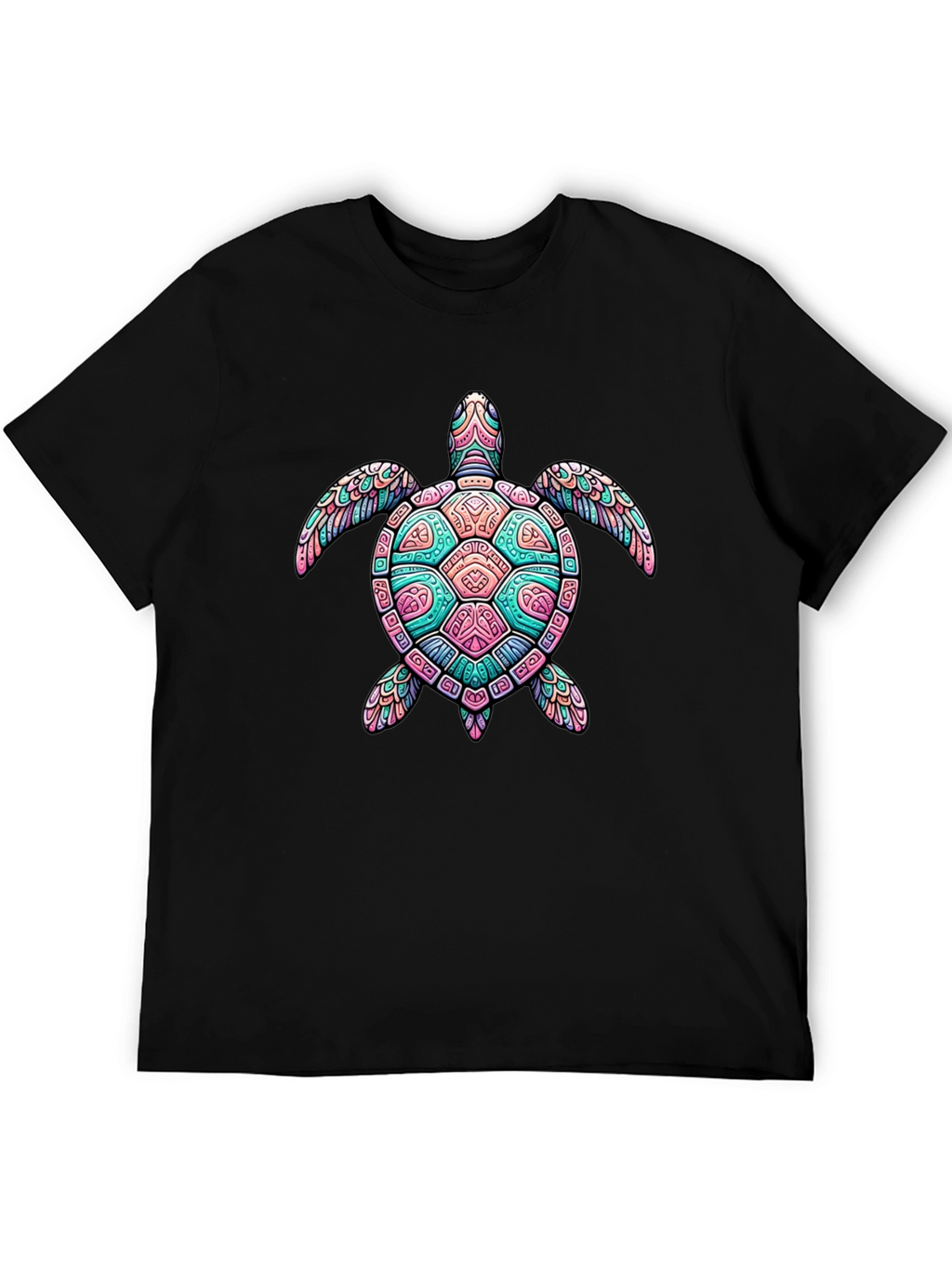 Turtle Graphic Black T-Shirt - Mens Casual Tee