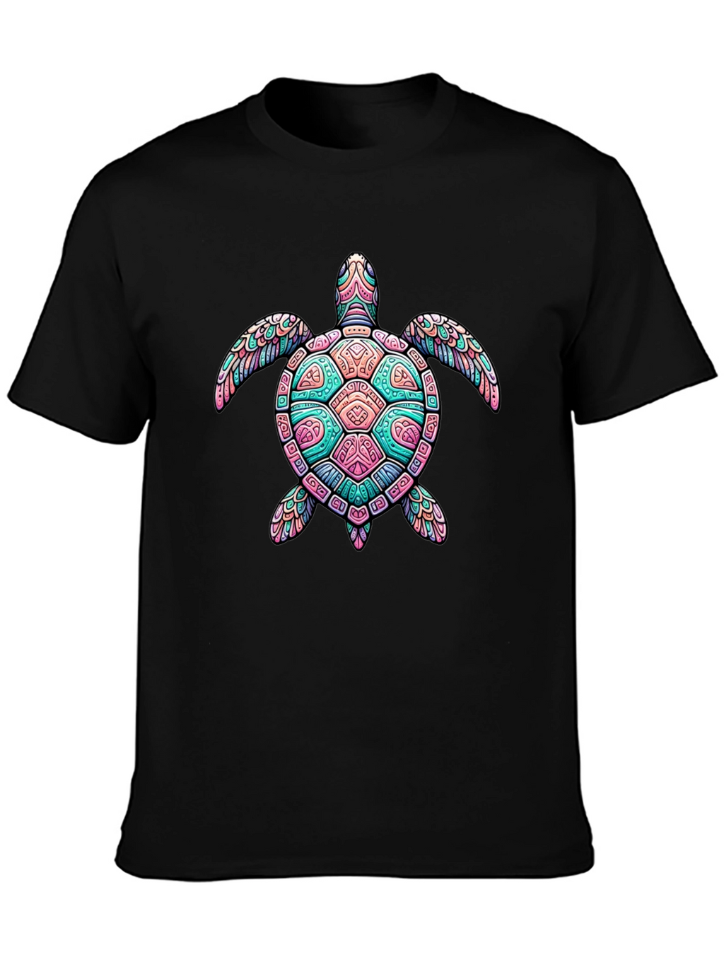 Turtle Graphic Black T-Shirt - Mens Casual Tee