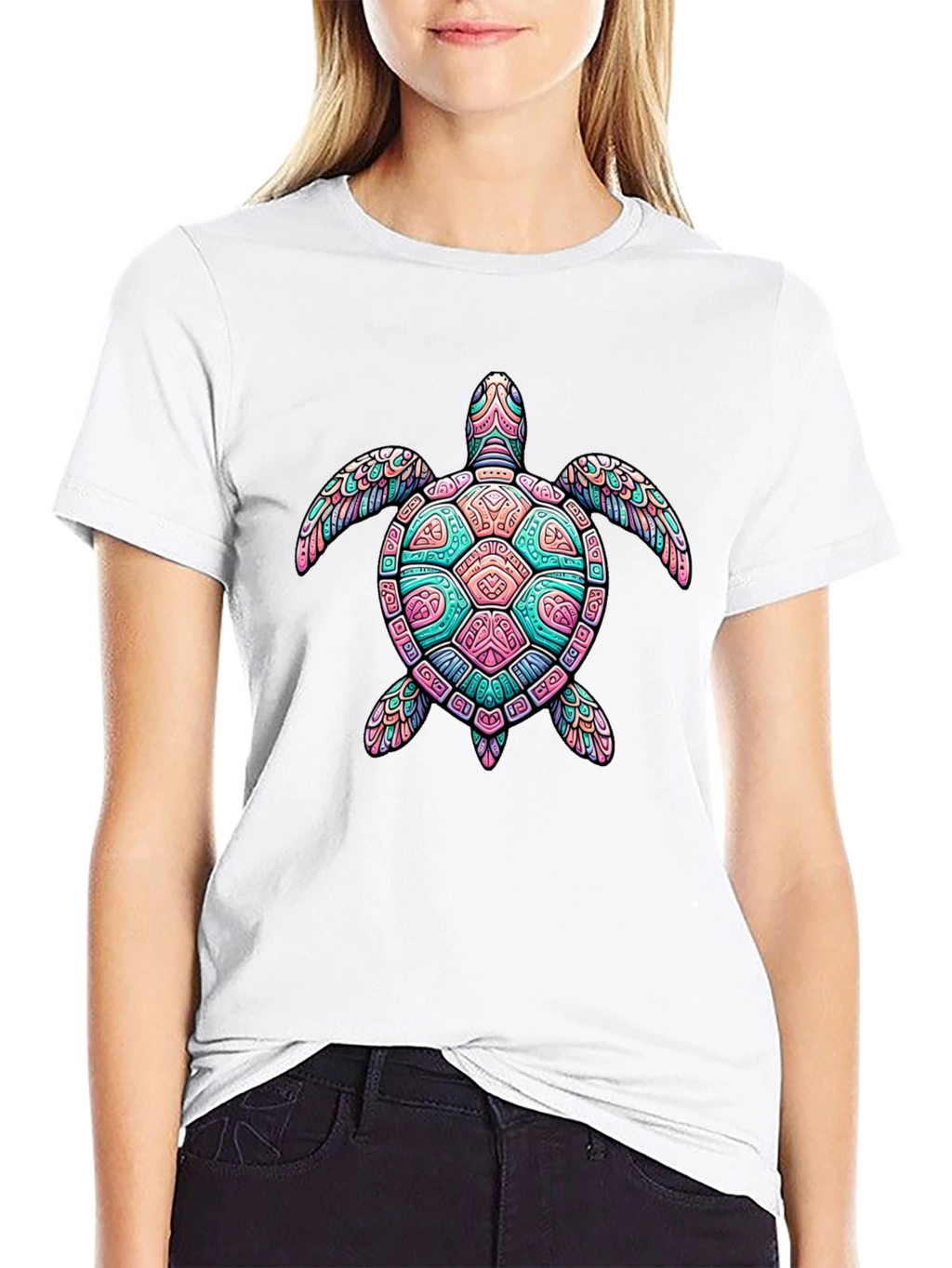 Turtle Graphic Black T-Shirt - Mens Casual Tee