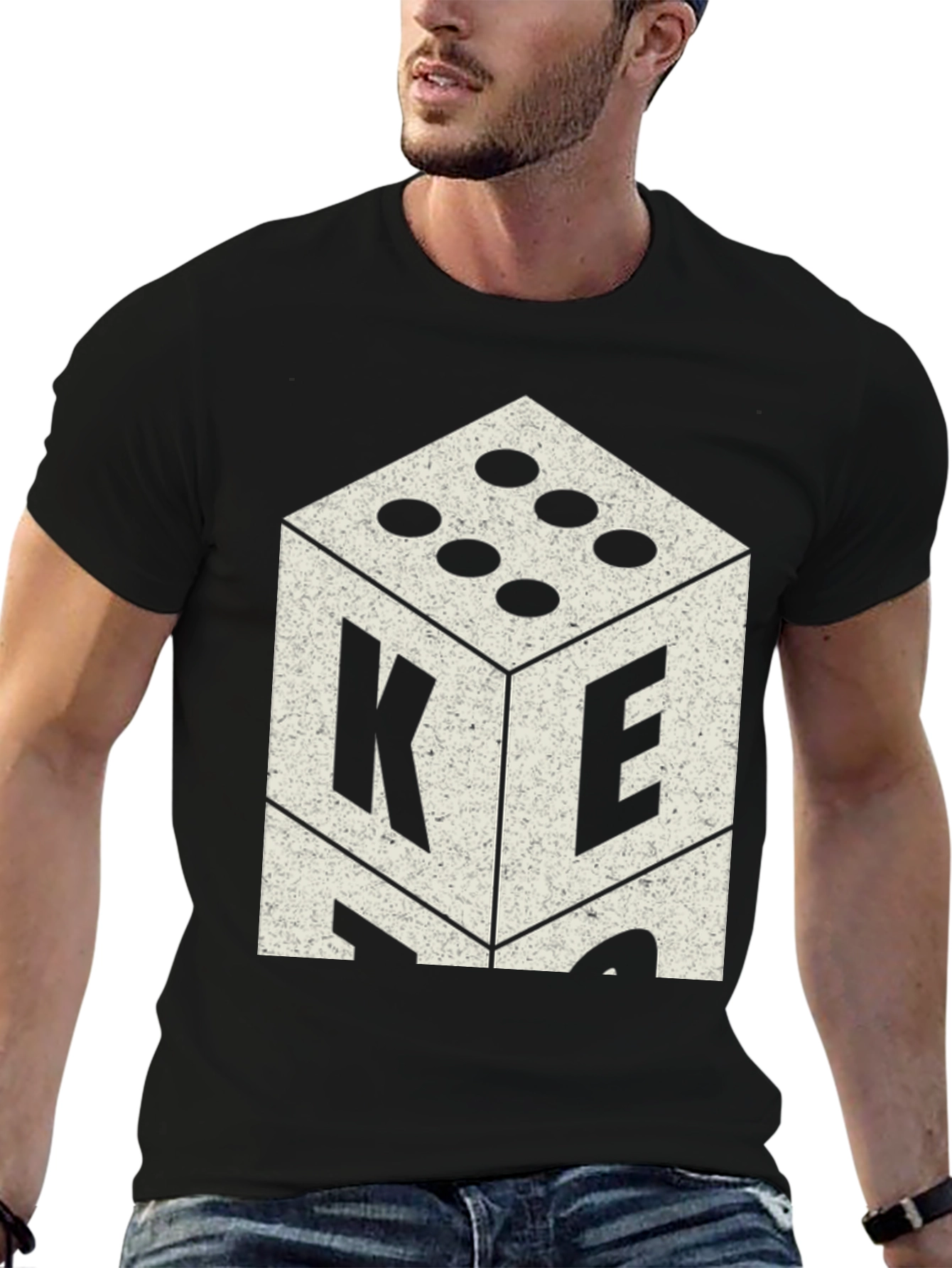 Retro Dice Graphic Tee - Casual Mens T-Shirt