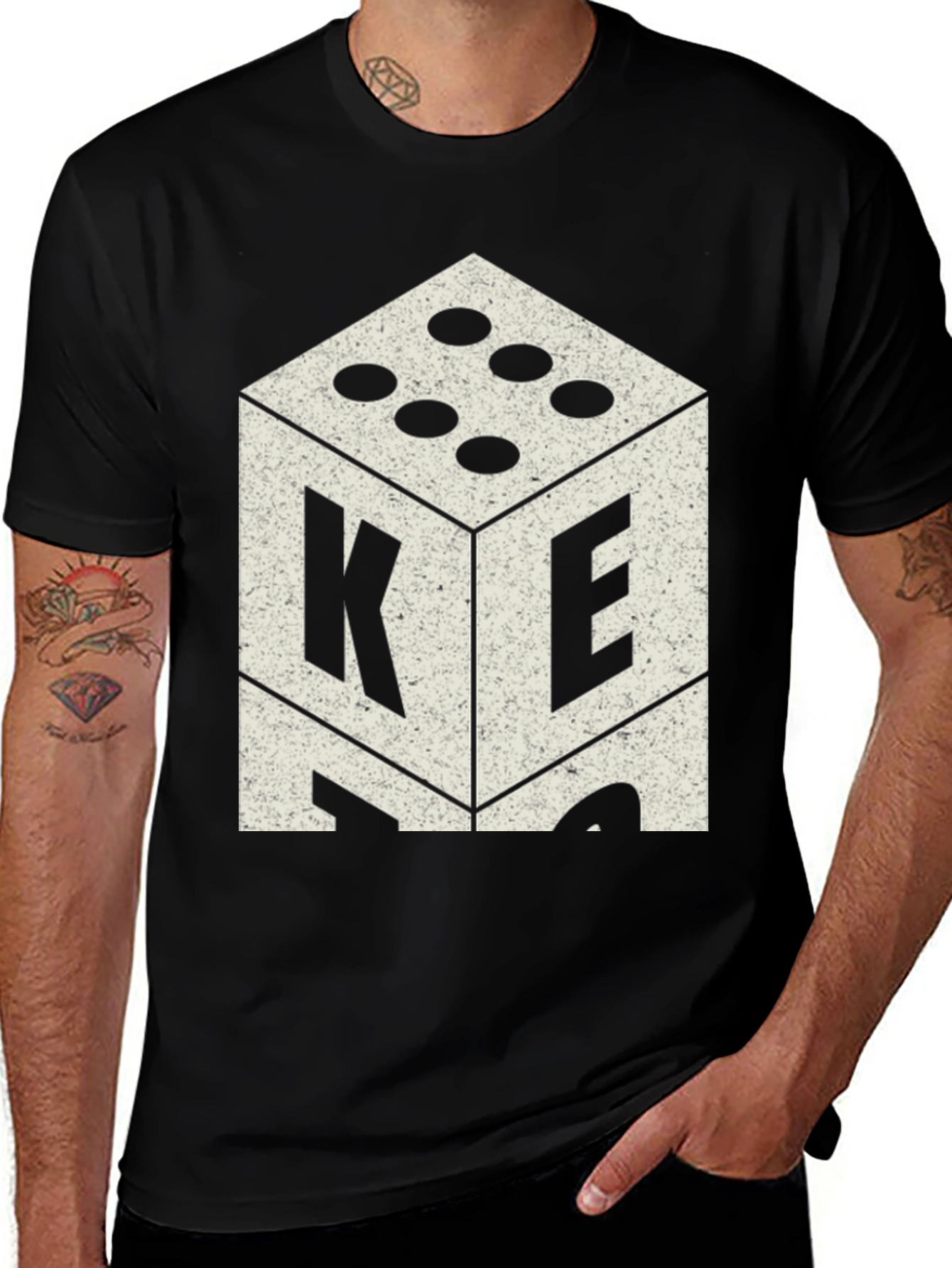 Retro Dice Graphic Tee - Casual Mens T-Shirt