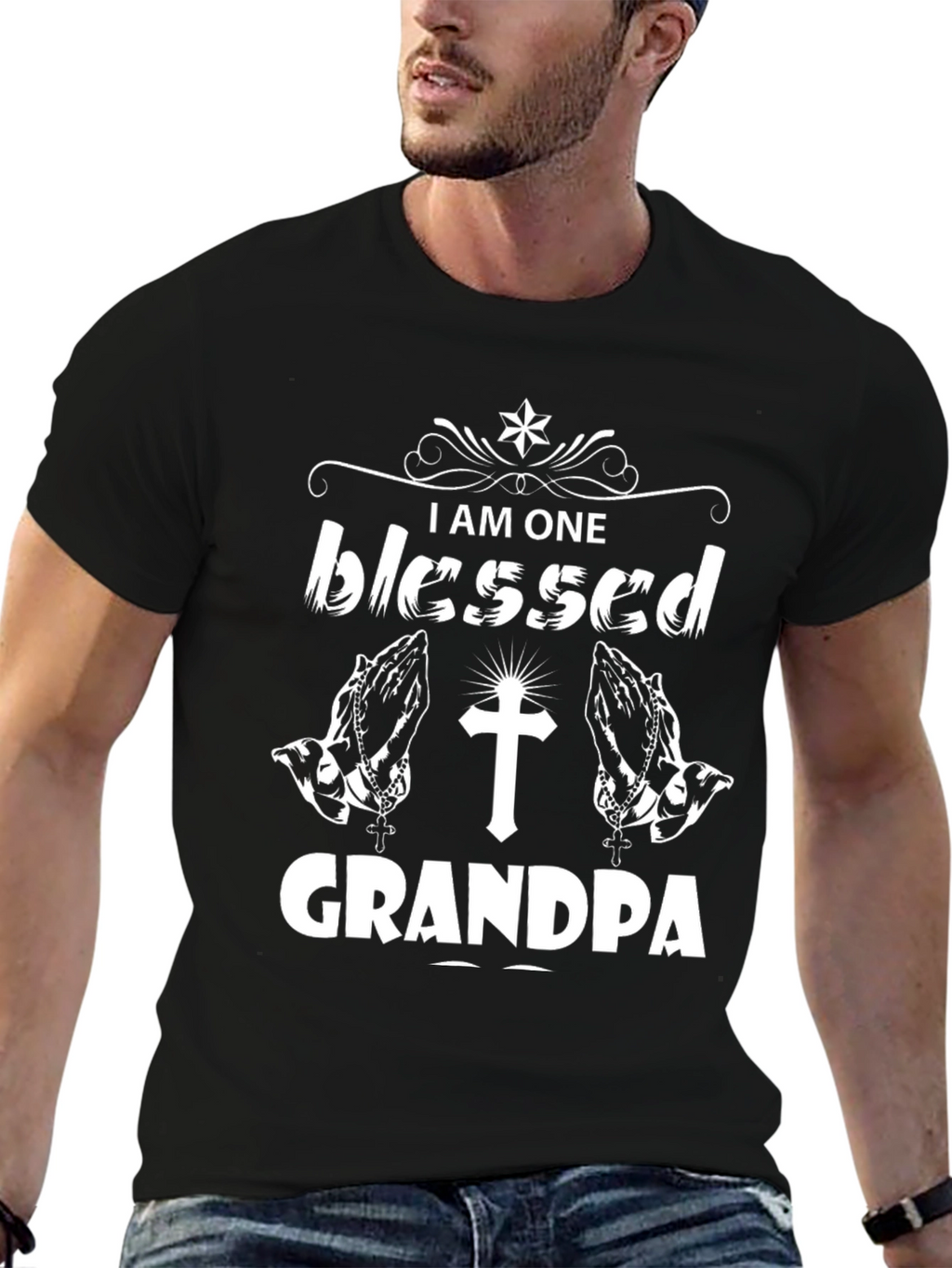 Blessed Grandpa T-Shirt - Religious Mens Tee
