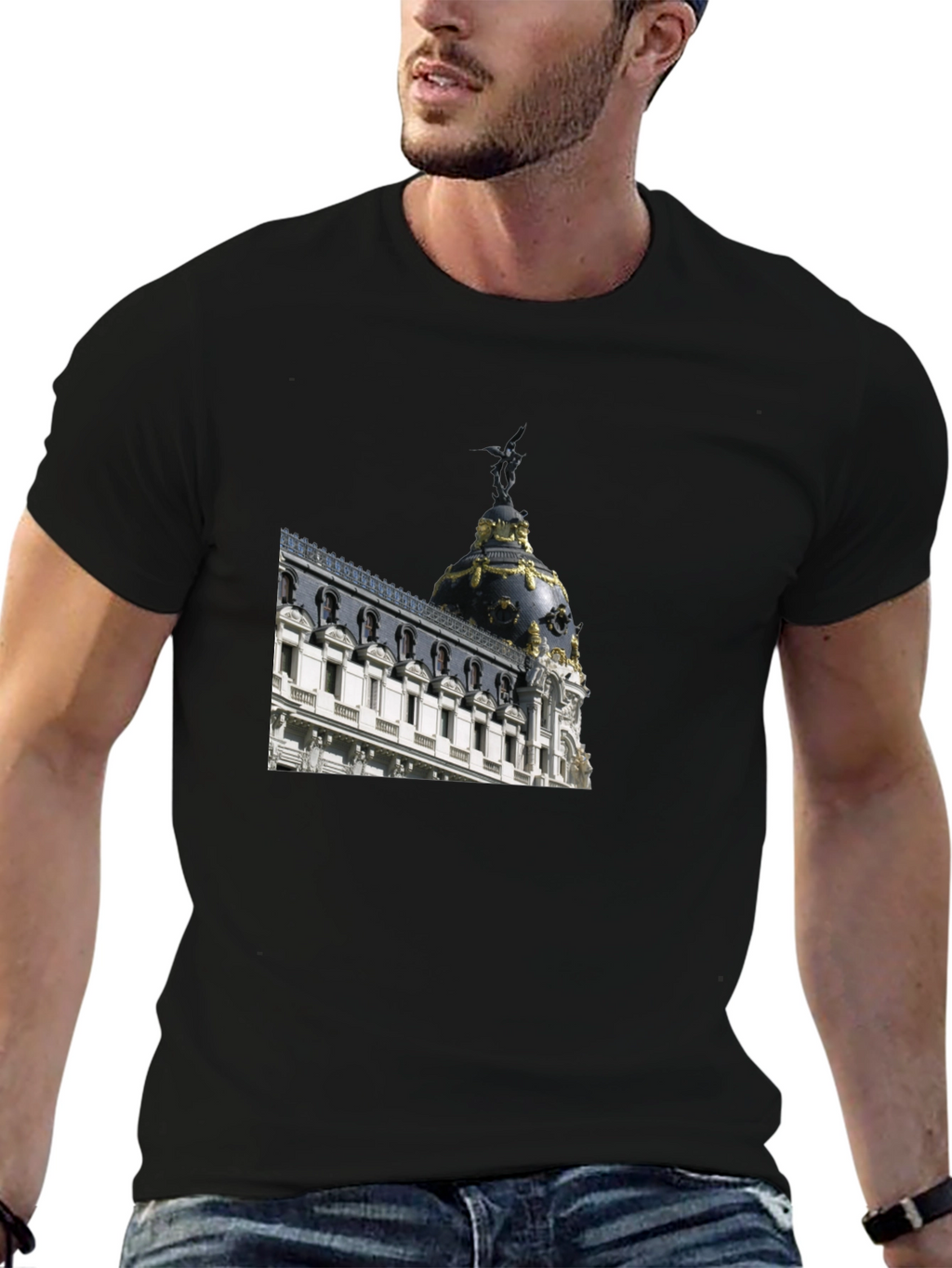 Madrid Architecture T-Shirt - Stylish Black Tee
