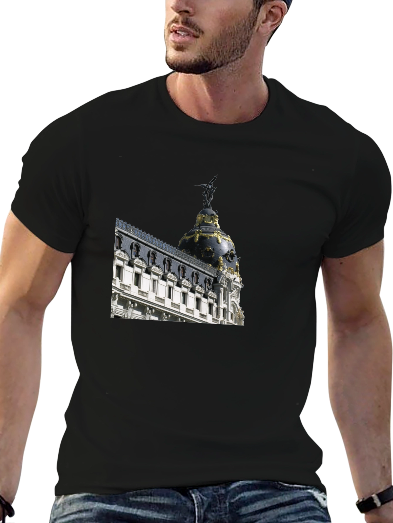 Madrid Architecture T-Shirt - Stylish Black Tee