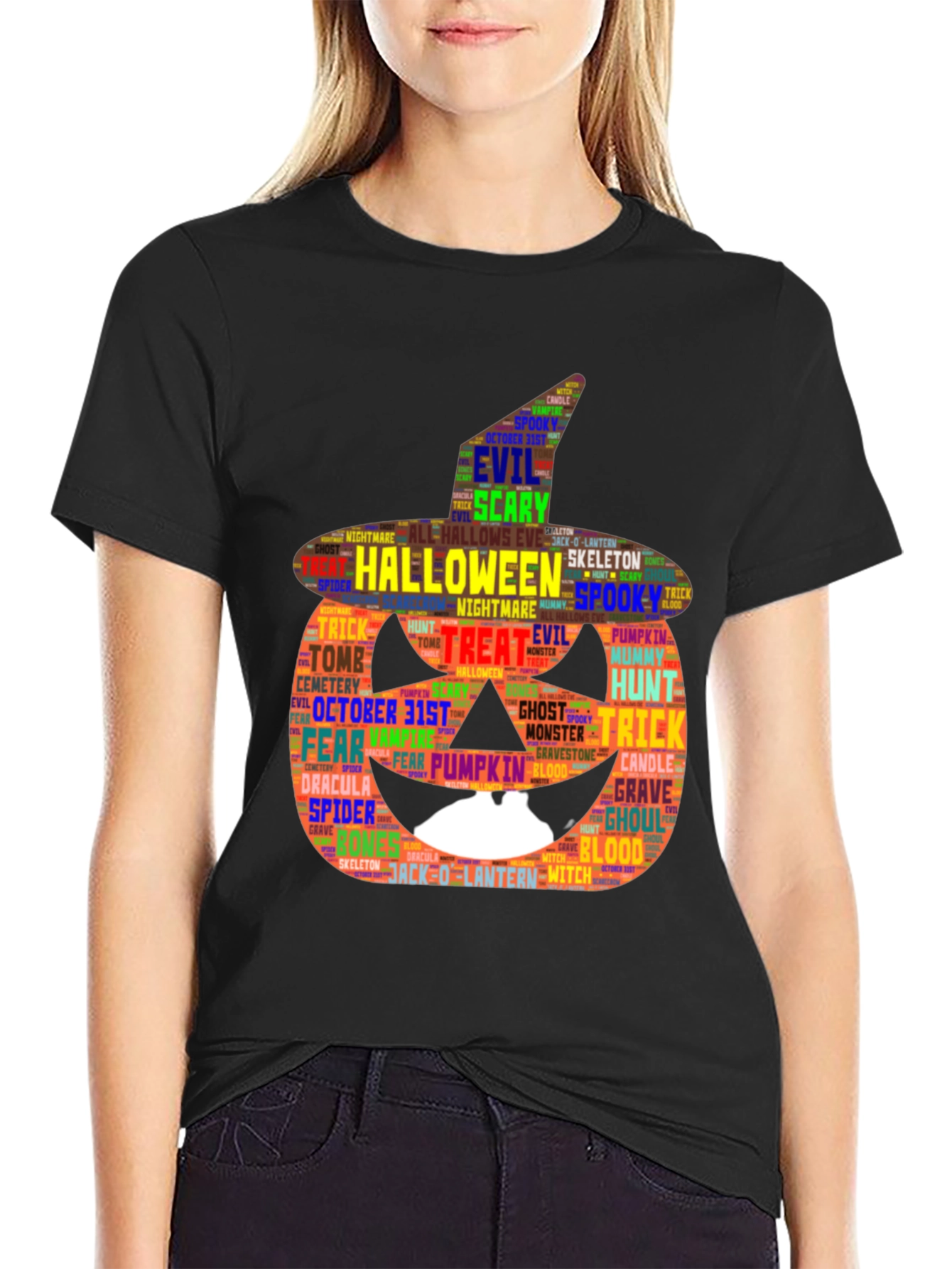 Halloween Pumpkin Word Art Graphic Tee