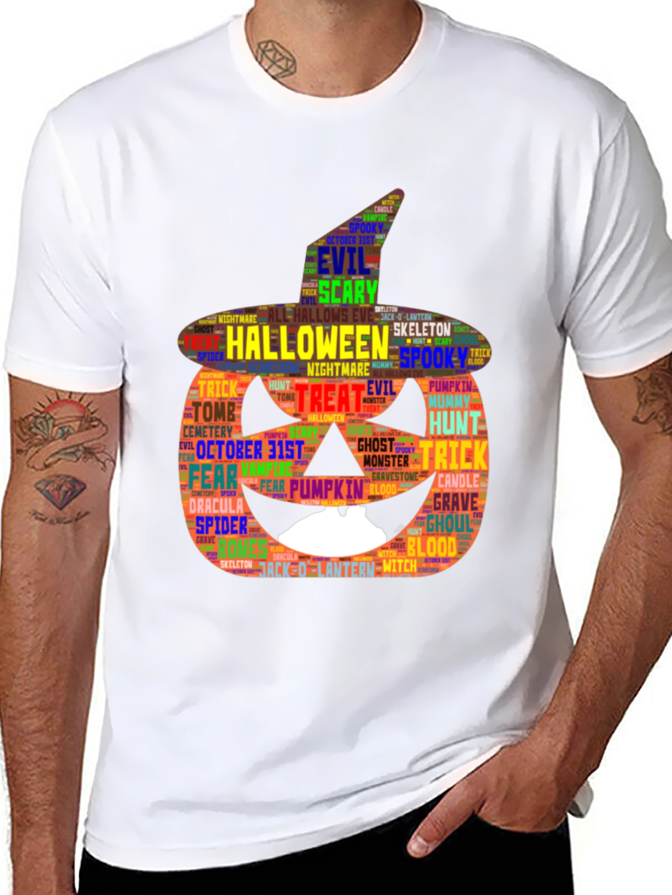 Halloween Pumpkin Word Art Graphic Tee
