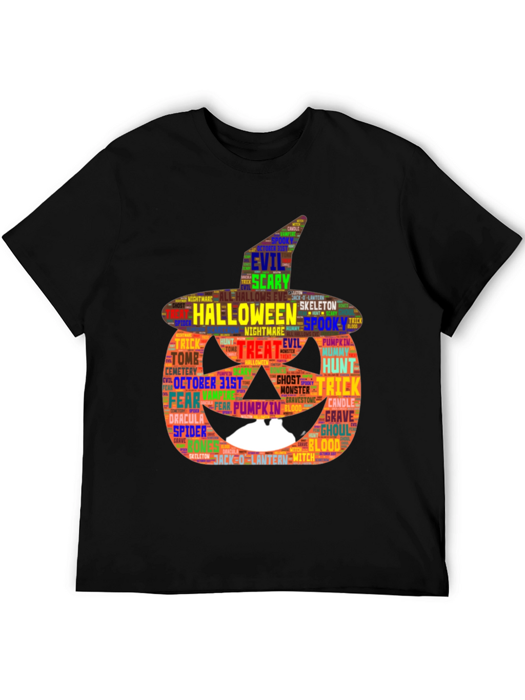 Halloween Pumpkin Word Art Graphic Tee