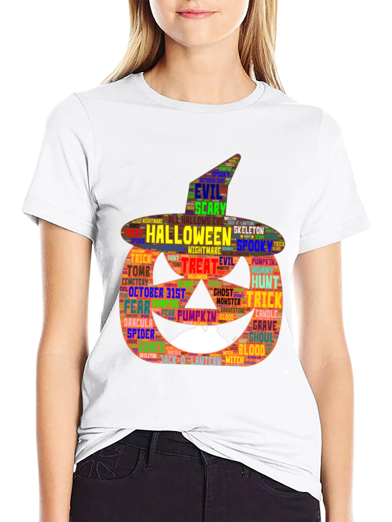 Halloween Pumpkin Word Art Graphic Tee