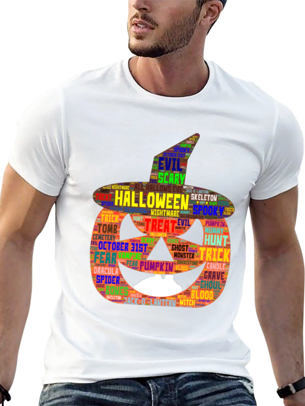 Halloween Pumpkin Word Art Graphic Tee